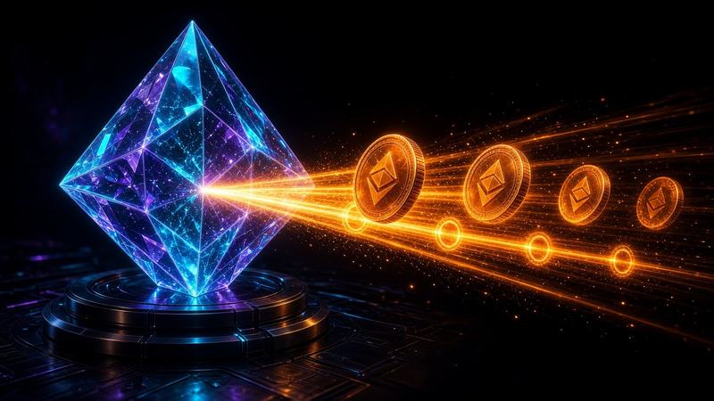 Diamant Ethereum, jetons orange qui se déverrouillent.