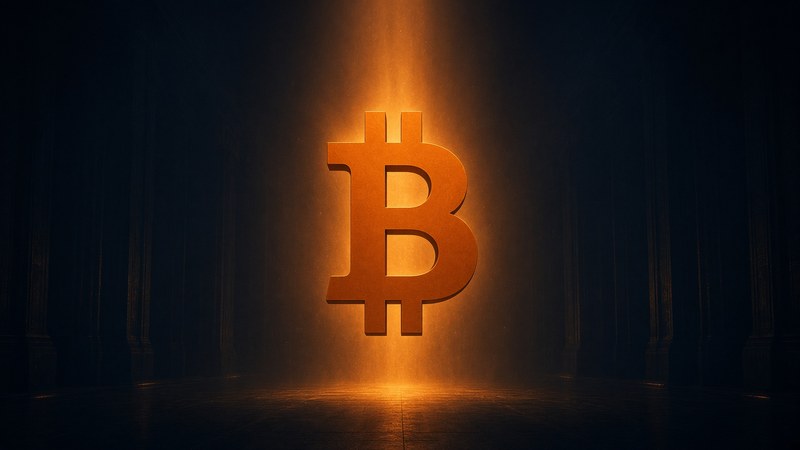 B orange de Bitcoin, centré.