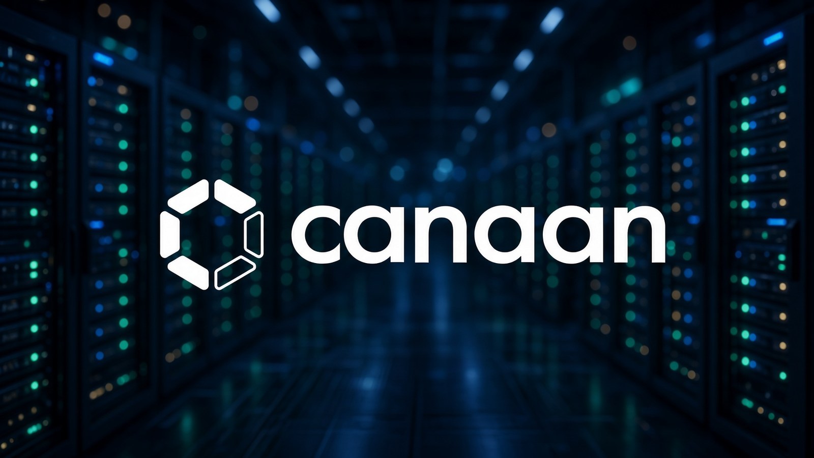 Logo Canaan, hexagone blanc et mot, centré.