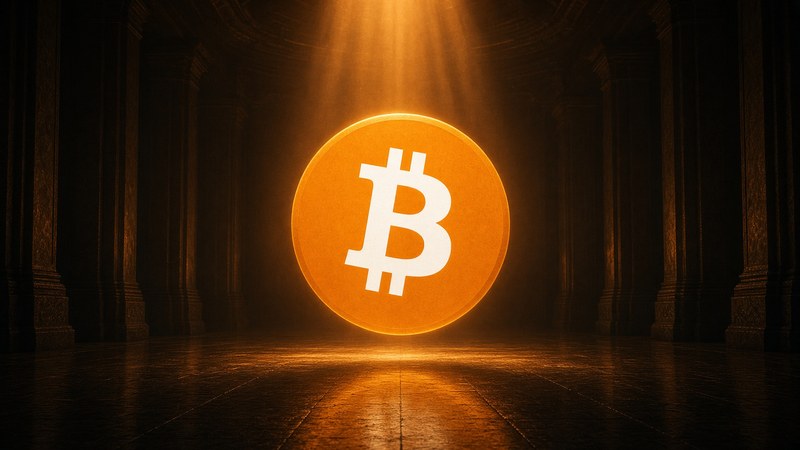 B de Bitcoin orange, centré.