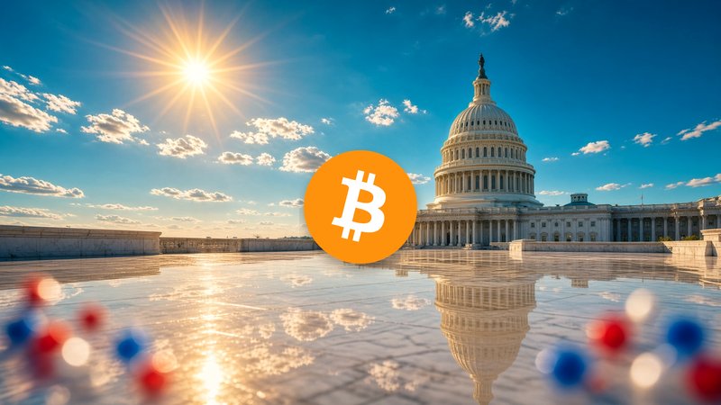 B bitcoin orange, petit, au centre du Capitole.
