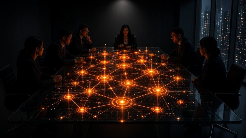Table de verre devenue registre on-chain orange.