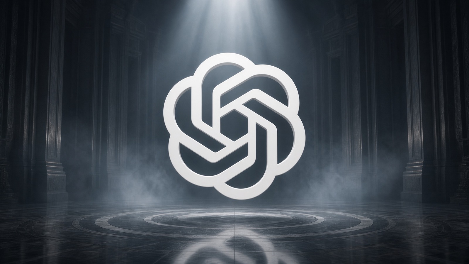 Logo OpenAI blanc, centré.