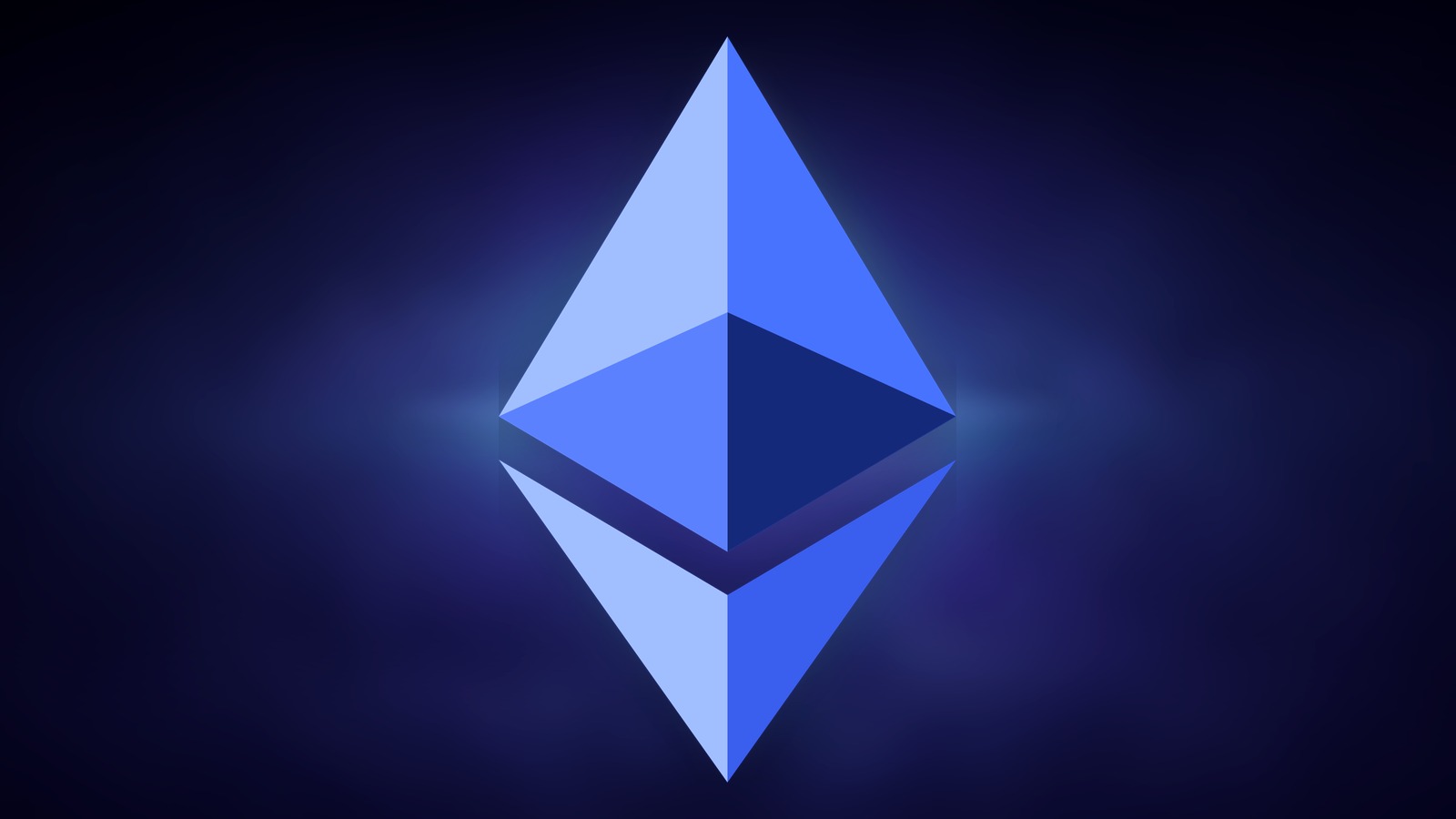 Losange Ethereum, centré, lumière de cinéma.