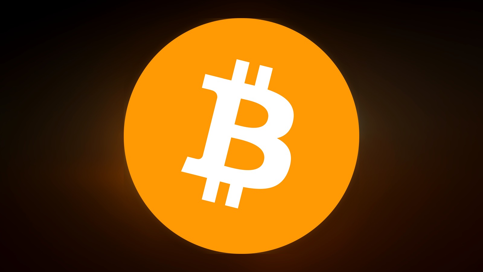Orange Bitcoin mark, centred, cinematic light.