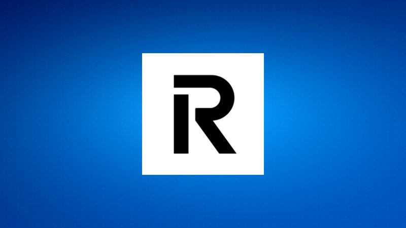 Logo Revolut, centré sur fond bleu.