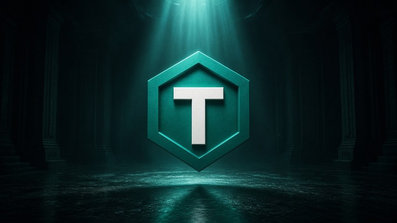 Logo Tether teal, centré.