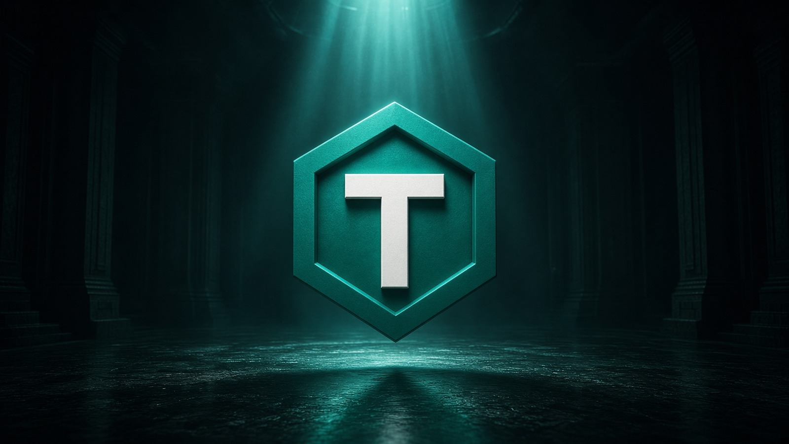 Logo Tether teal, centré.