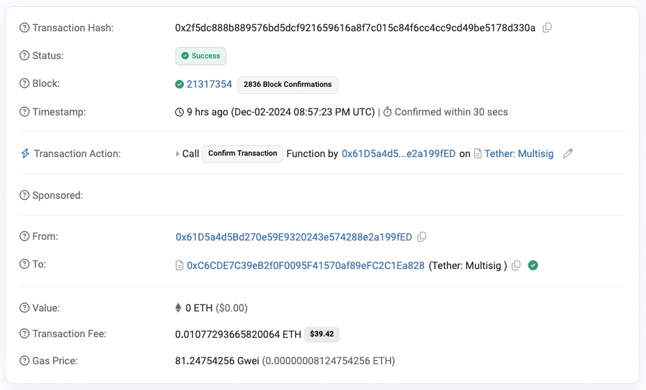 mint USDT 1 millard - screen